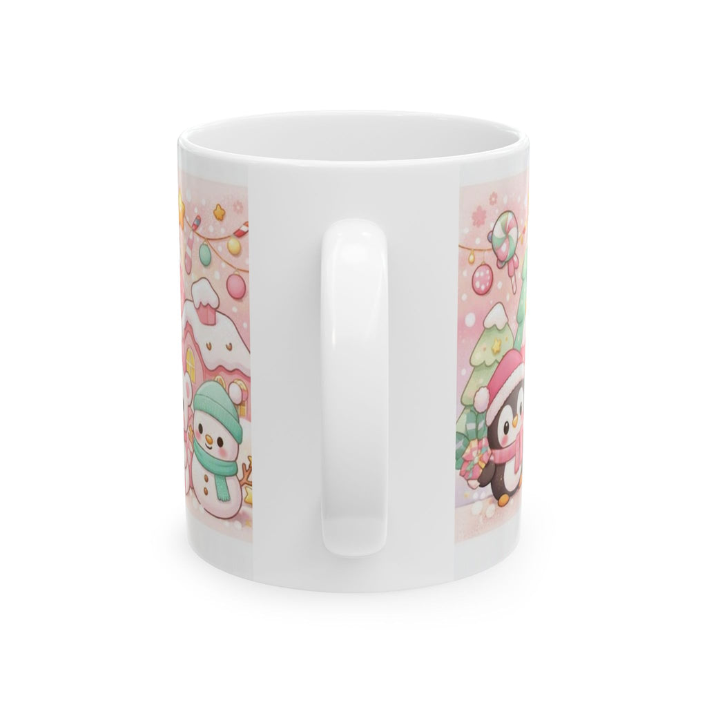 Cute Christmas Animals Ceramic Mug (11oz/15oz) — Kawaii Santa, Reindeer & Penguin Holiday Coffee Cup